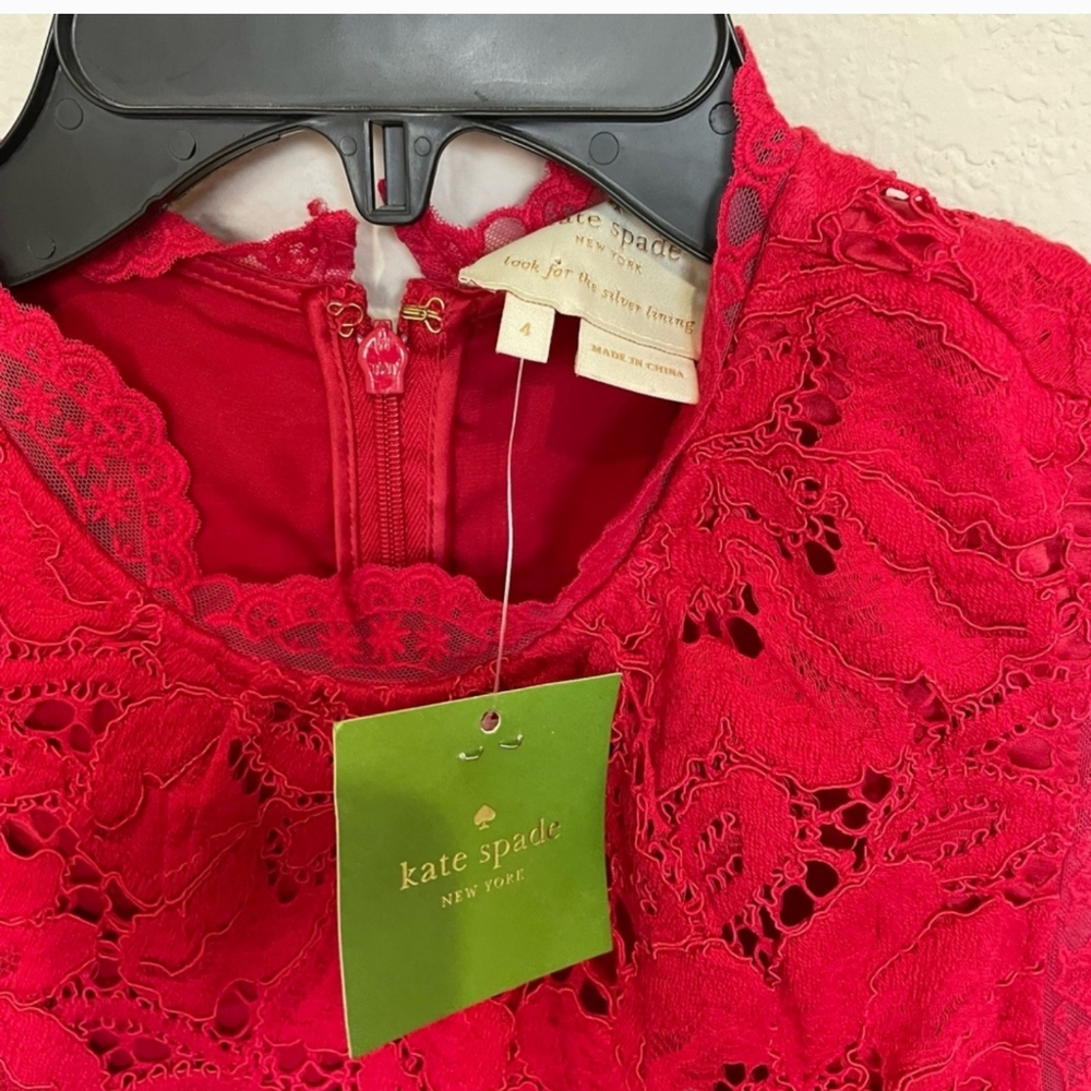 Kate Spade red lace dress - Picture 2 of 4